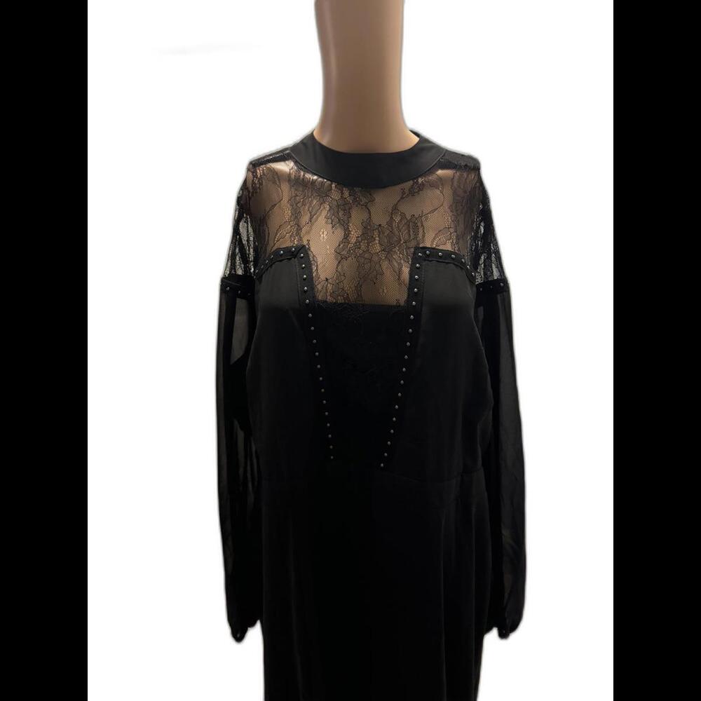 Elegant Black Lace Detail Maxi Dress size 14